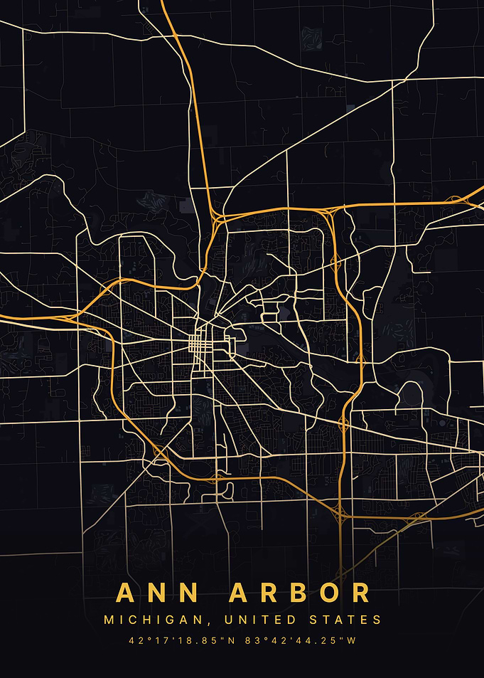 Ann Arbor Michigan USA City Map
