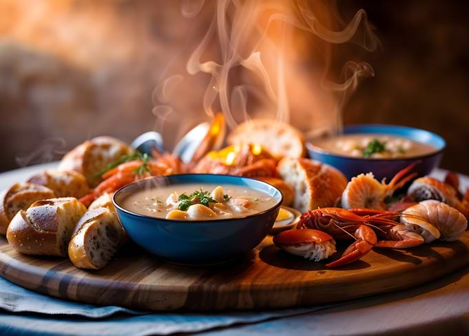 Seafood Chowder with Bread