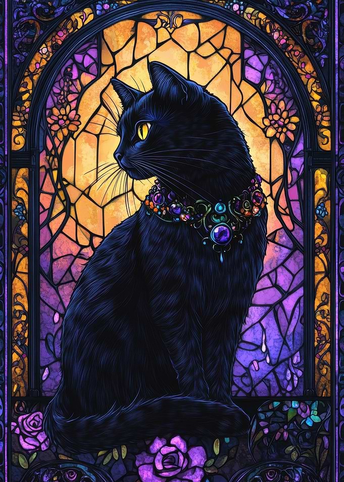 Black Cat Stained Glass