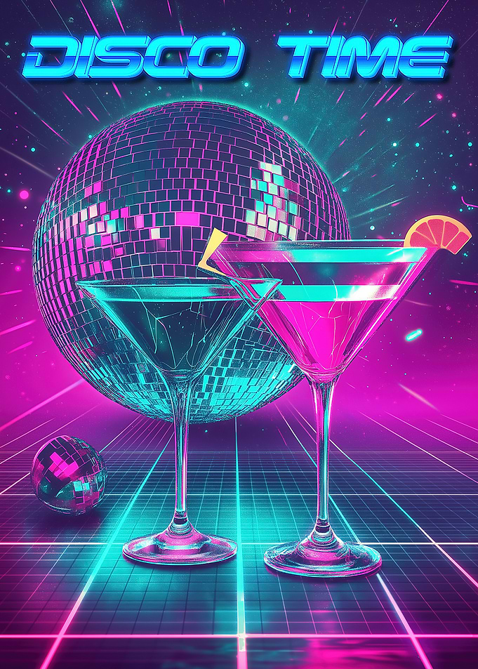 Neon Disco Time Poster
