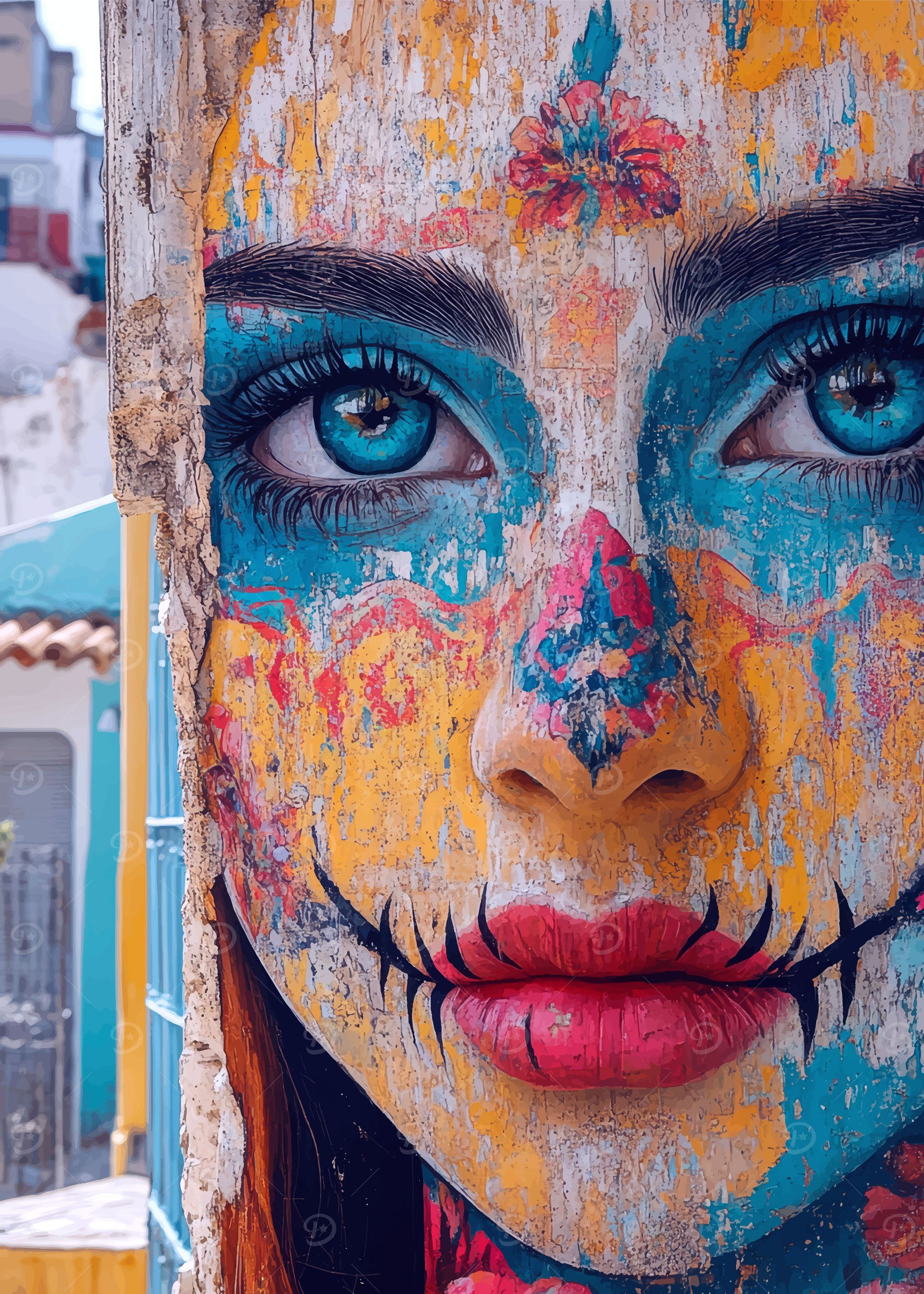 Painted Face on Wall