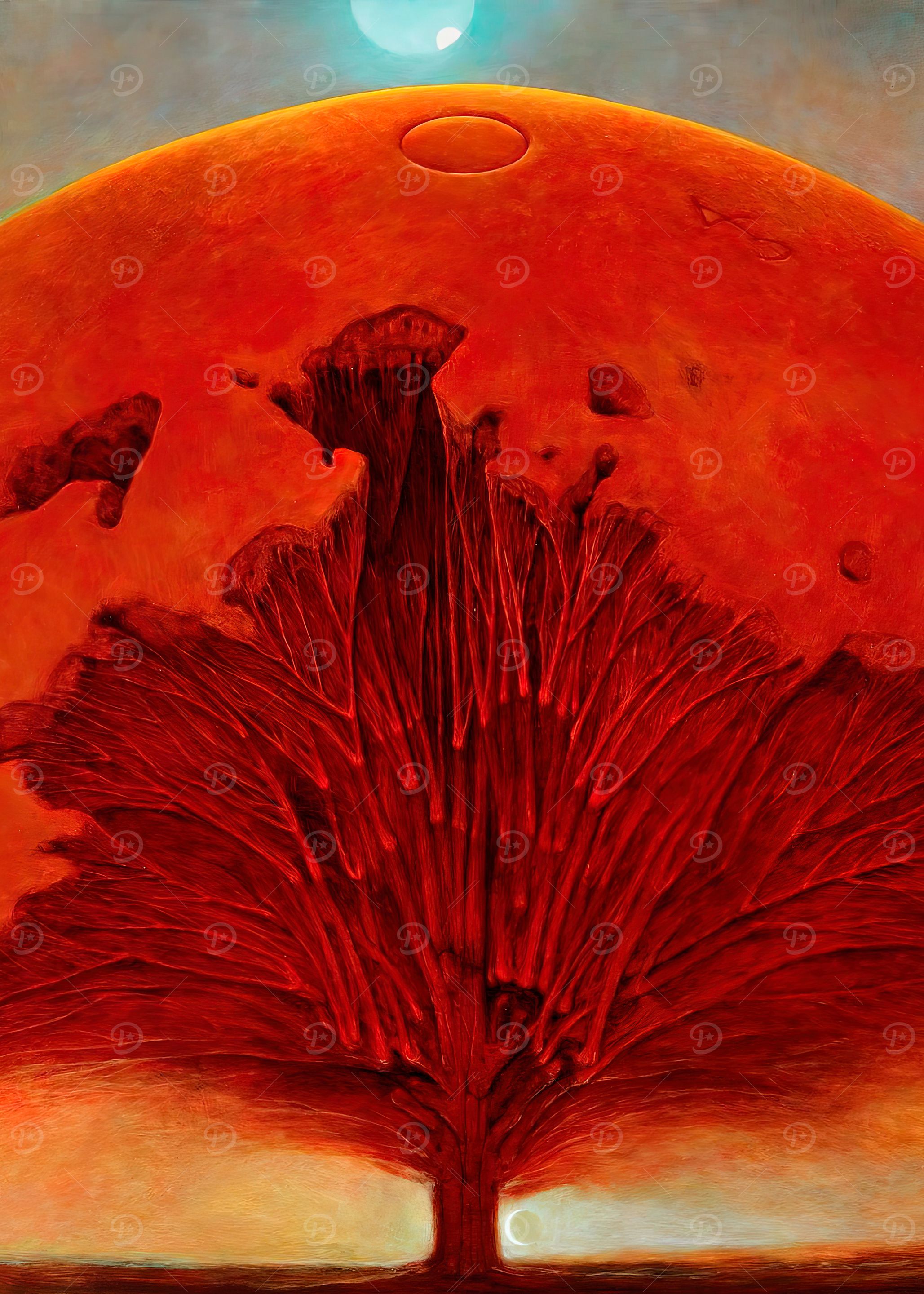 Red Tree Under a Red Moon by Zdzislaw Beksinsk
