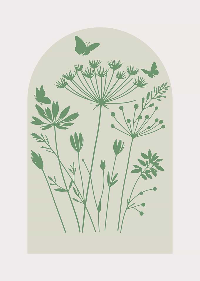Minimalist Green Floral Silhouette