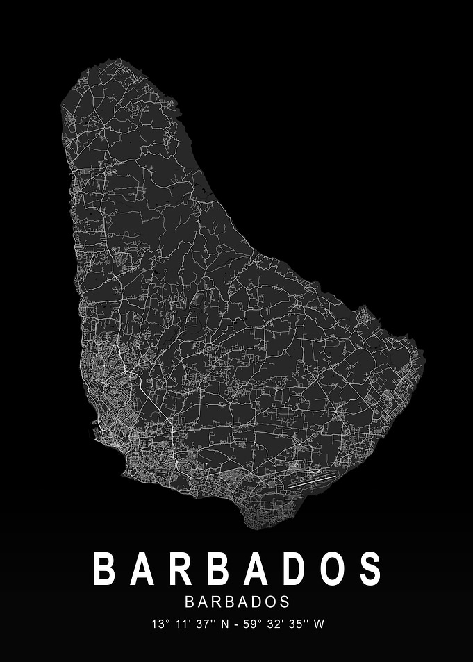 Barbados Dark City Map