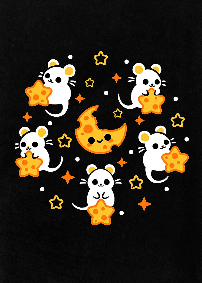 Cute Mice and Cheese Moon