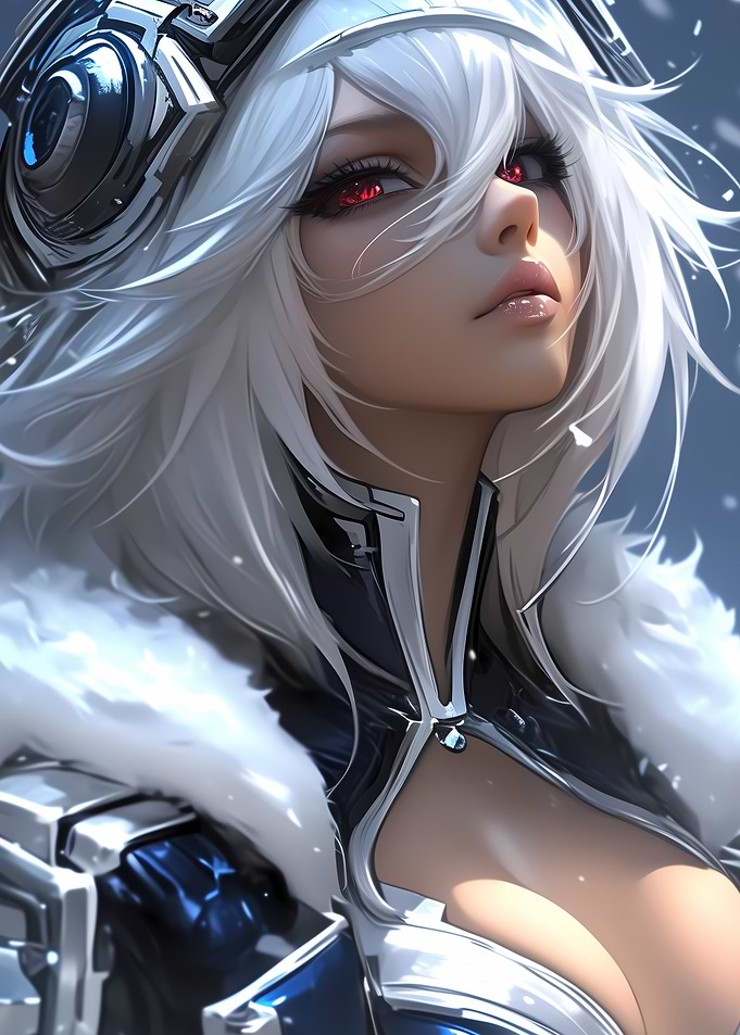 Anime Girl with White Hair Gaming