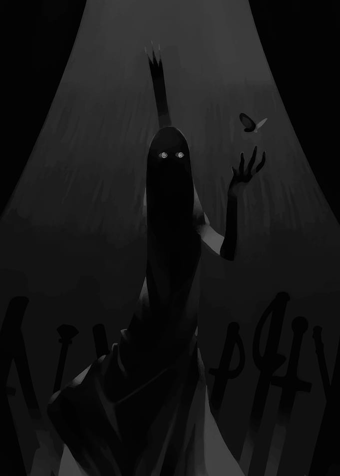 Silhouetted Figure with Butterfly