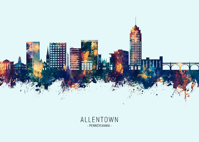 Allentown Skyline Watercolor