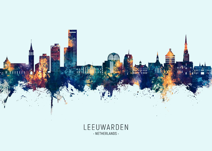 Leeuwarden Skyline Watercolor