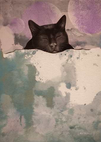 Sleeping Cat Watercolor