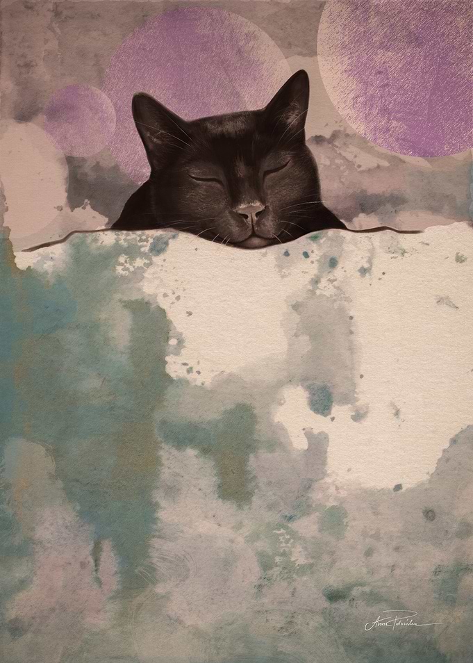 Sleeping Cat Watercolor