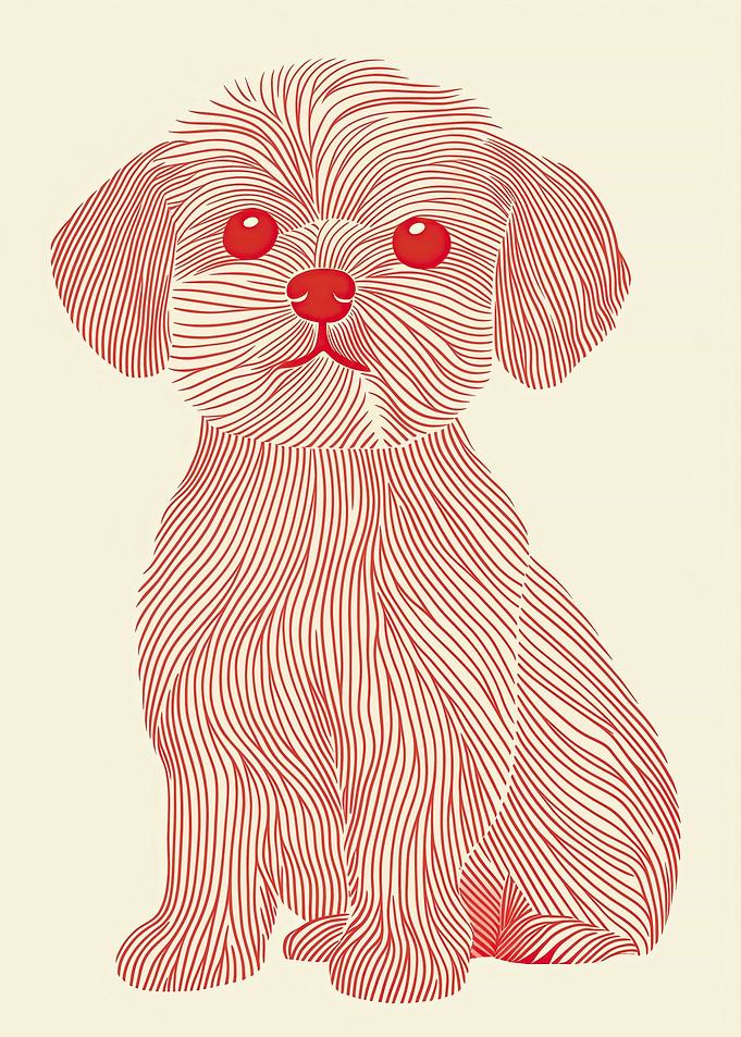 Red Line Dog Illustration