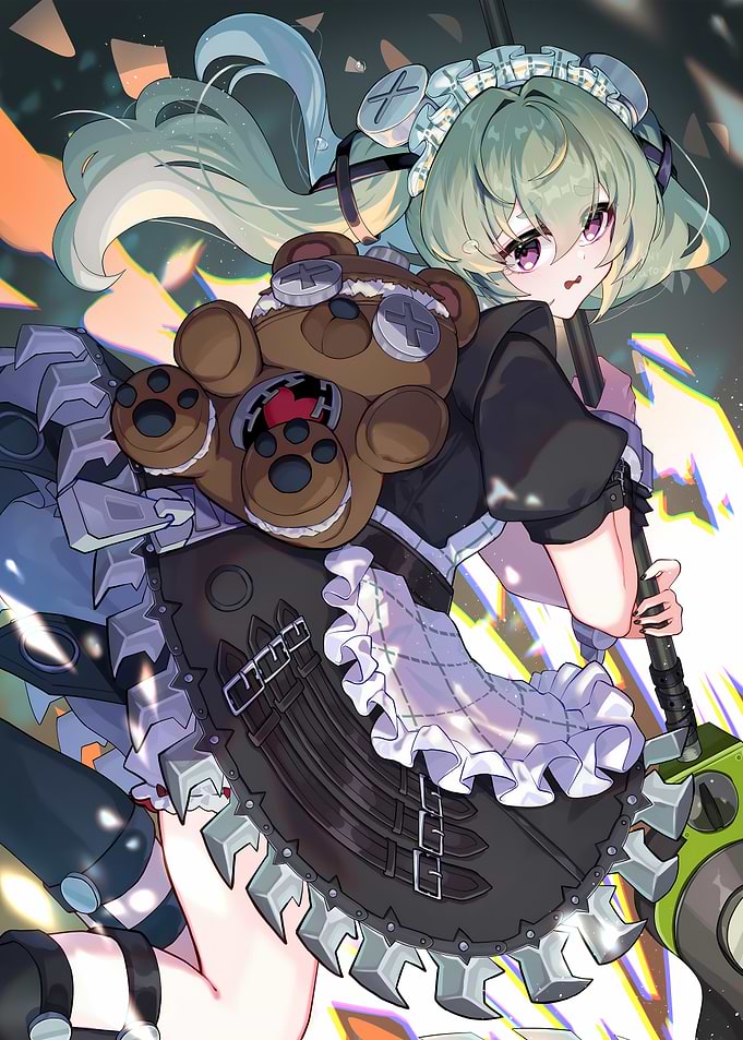 Maid with Chainsaw and Teddy Bear