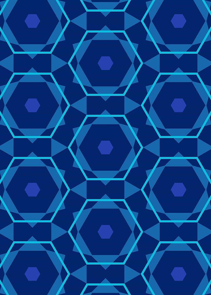 Hexagonal Blue Geometric Pattern