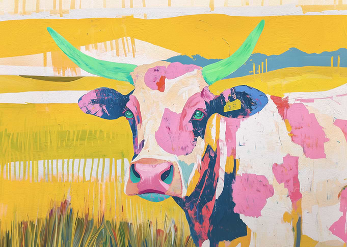 Colorful Cow Painting