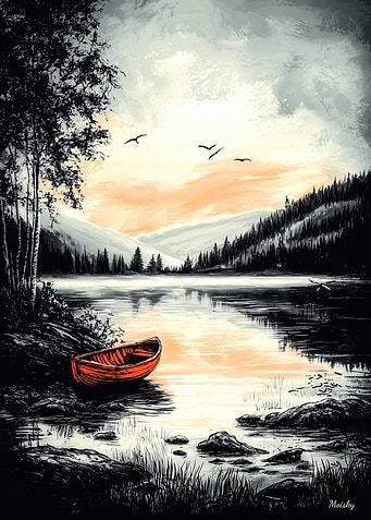 Vintage Tranquil Lake – Serene Nature Escape