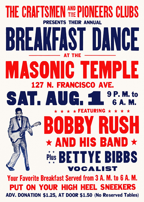 Bobby Rush & Bettye Bibbs Concert Poster — retro concert bill printed on metal