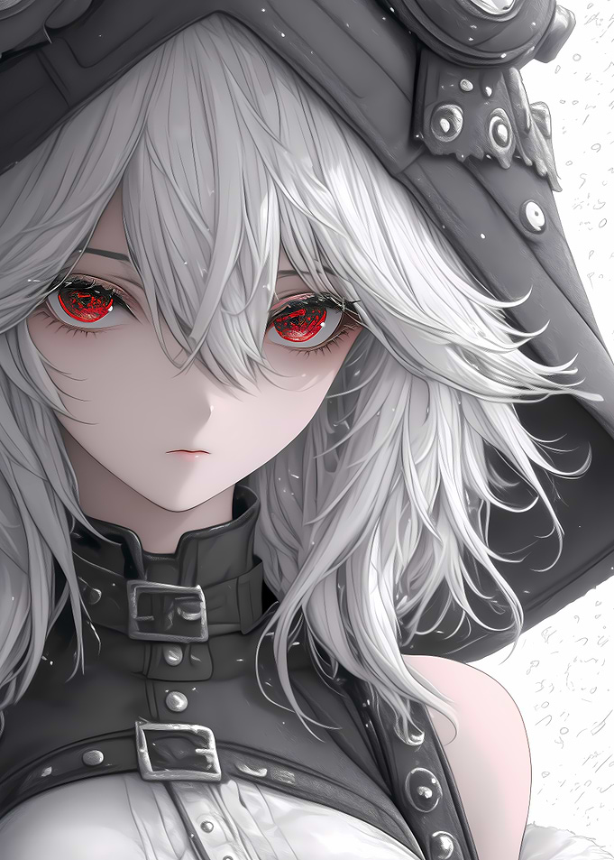 Anime Girl with Red Eyes Gaming