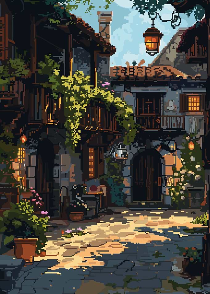 Medieval Courtyard Pixel Art