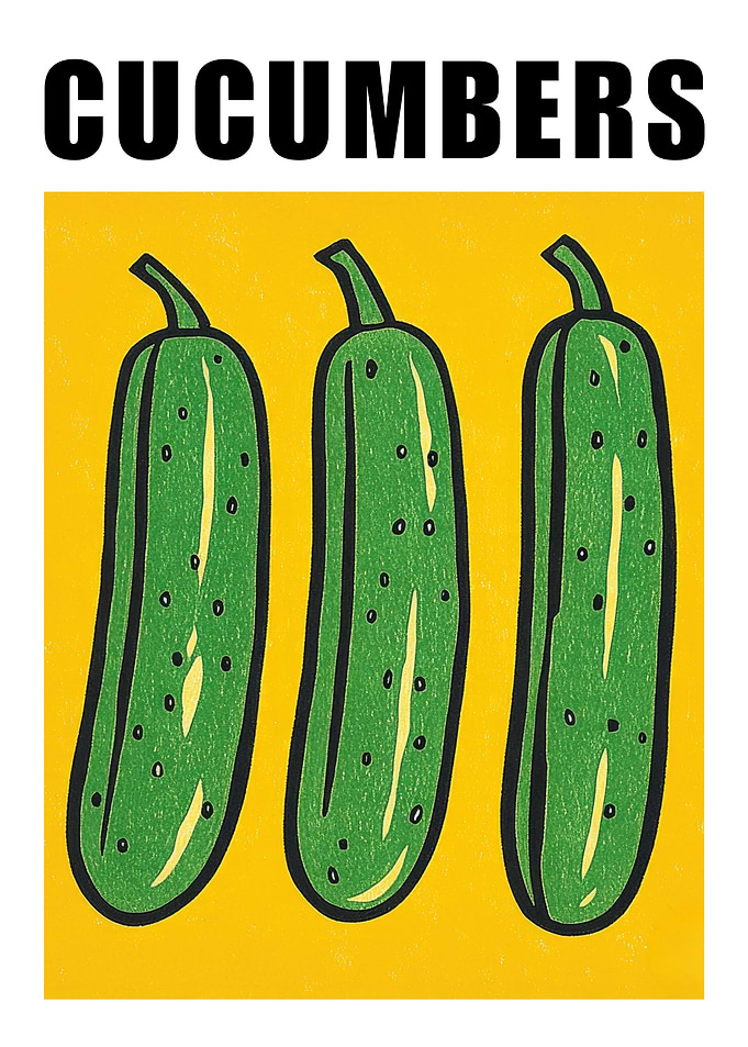 Cucumbers Pop Art Kitchen Poster
