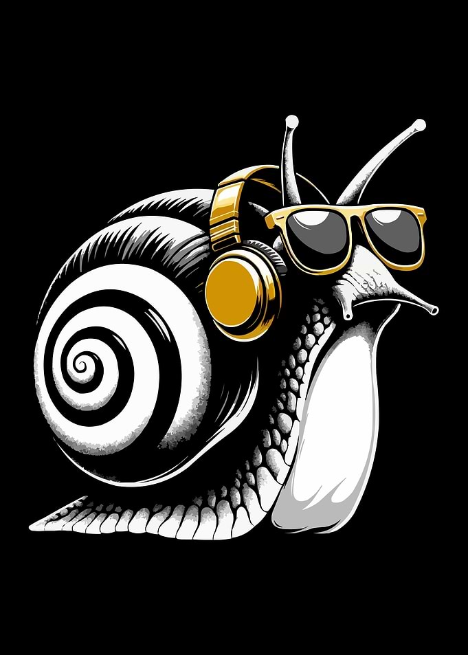 DJ Snail with Headphones