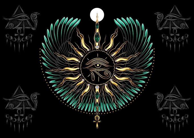 Horus Sun - Eye of Horus with Wings