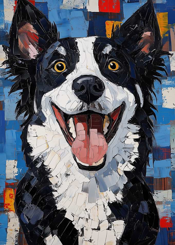 Smiling Border Collie Painting