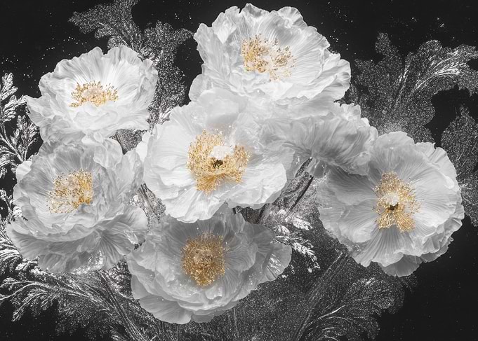 White Flowers on Black
