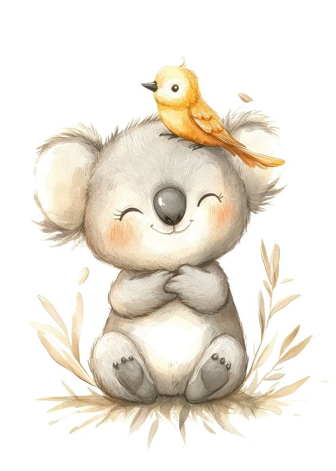 Koala and Bird Watercolor