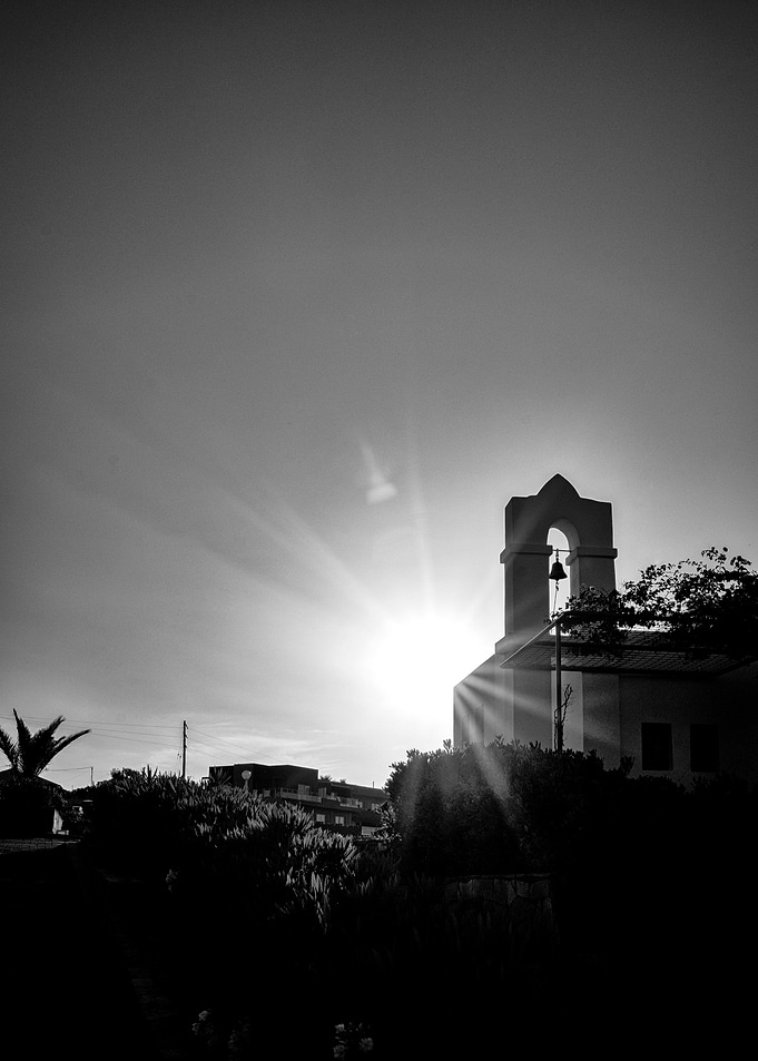 Church Bell Tower Sunset Crete