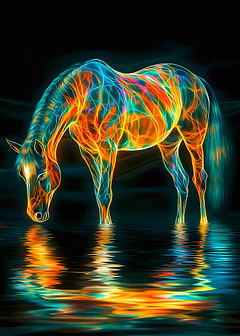 Neon Horse Reflection