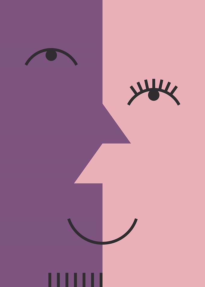 Abstract man and woman portrait