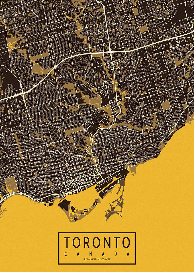 Toronto City Map Canada Pastel