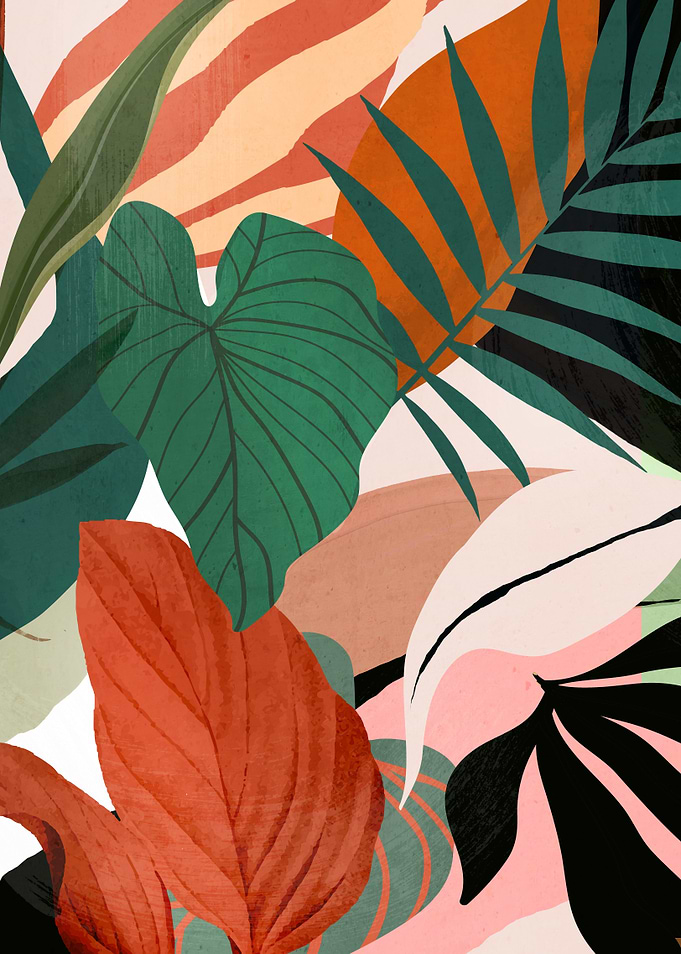 Abstract Art Tropical Leaves 44