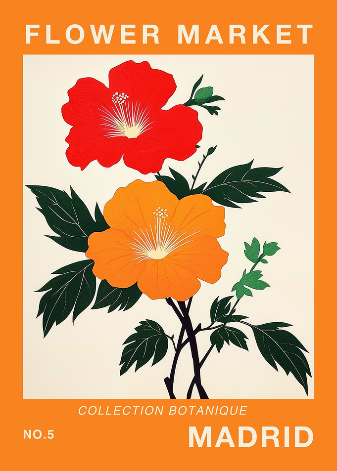 Flower Market Madrid Travel Poster