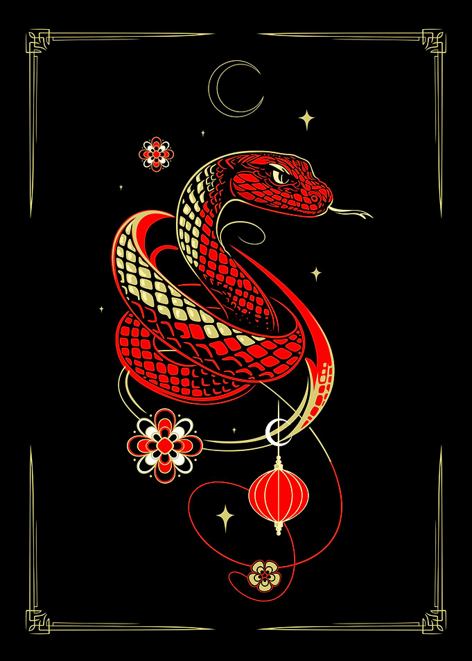 Year of the Snake gold and red