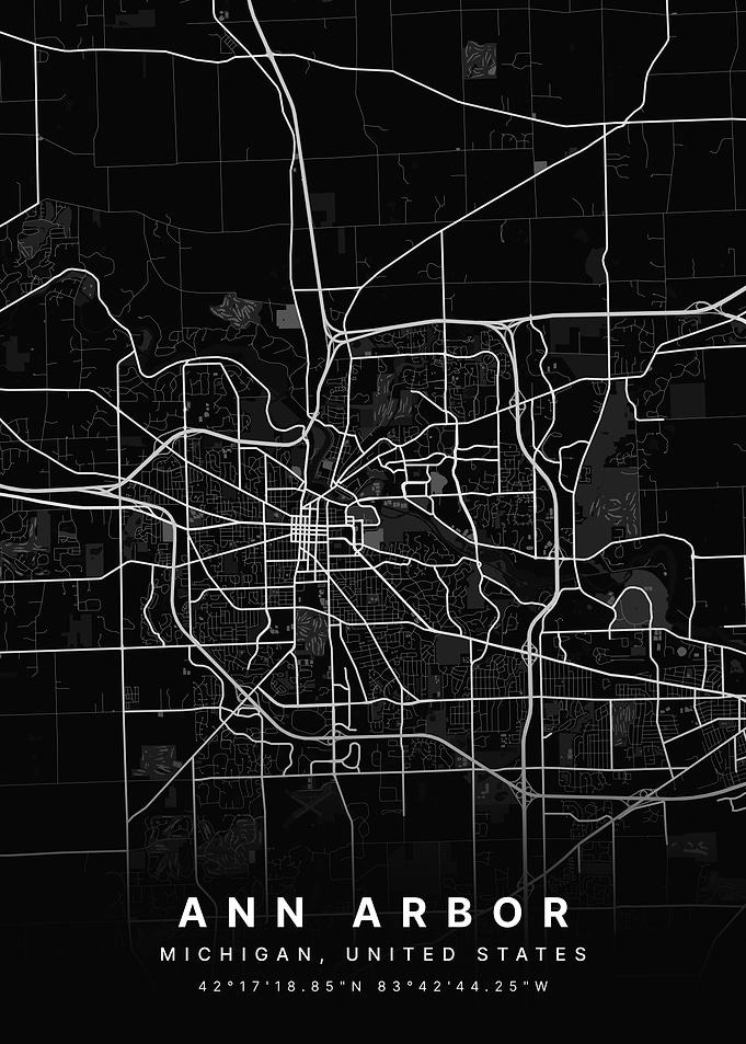 Ann Arbor Michigan USA City Map