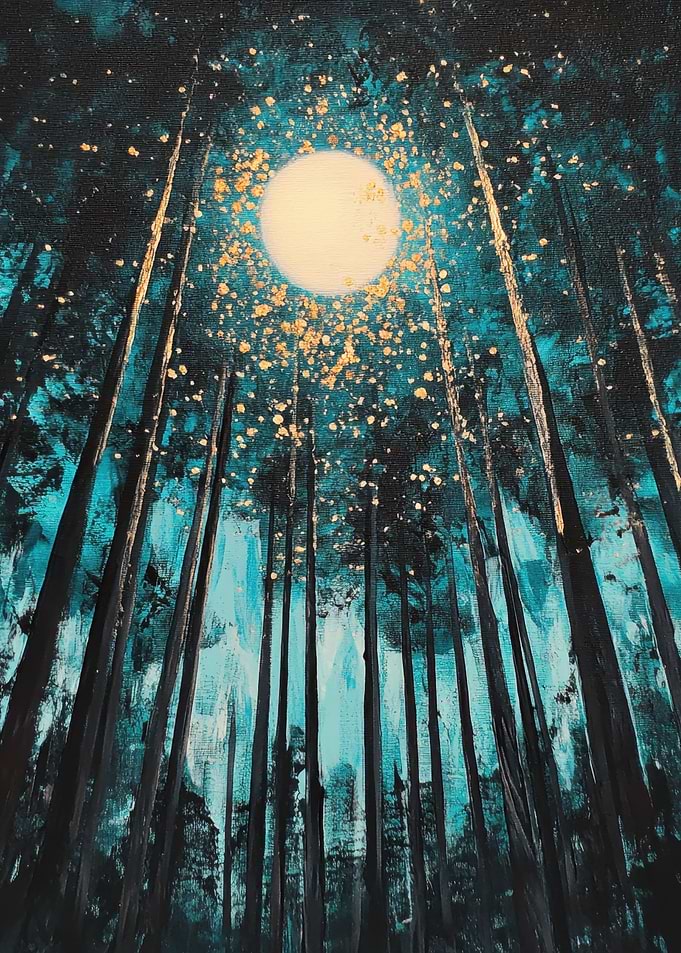 Moonlit Forest Painting