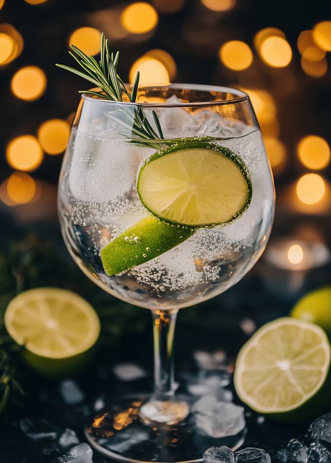 Gin & Tonic with Lime and Rosemary