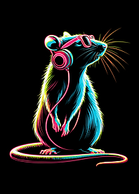 Neon Mouse with Headphones