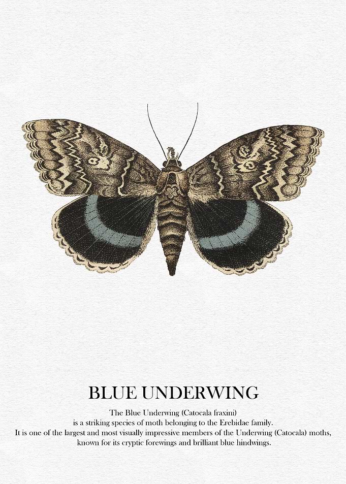 Blue Underwing Moth Illustration