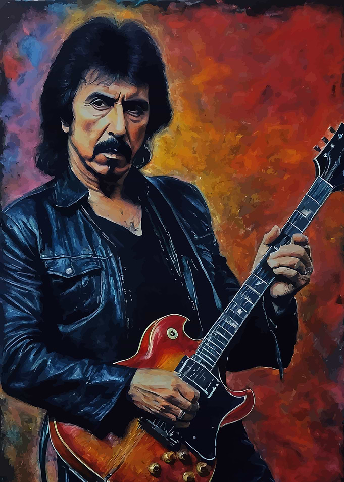 Tony 'Scarface' Iommi Guitarist Painting