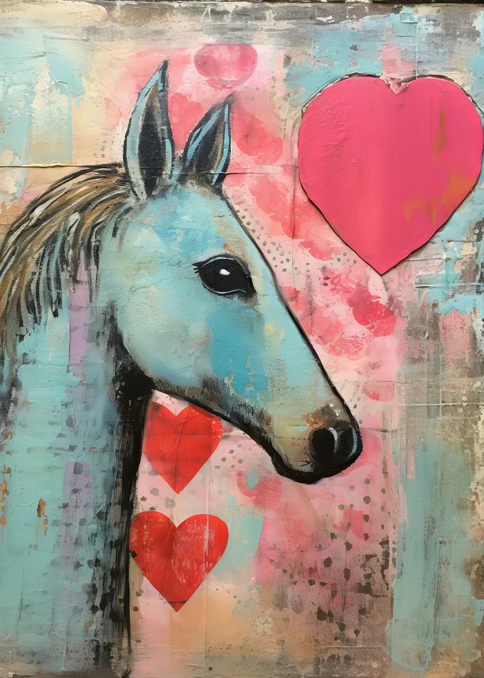 Horse with Valentine Hearts