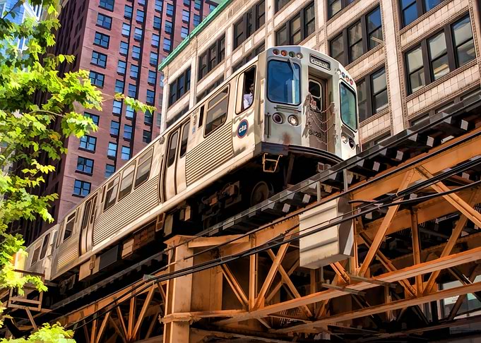 Historic Chicago El Train Overhead