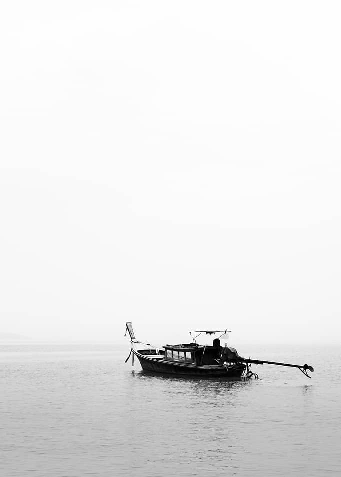 Lonely Boat in Fog
