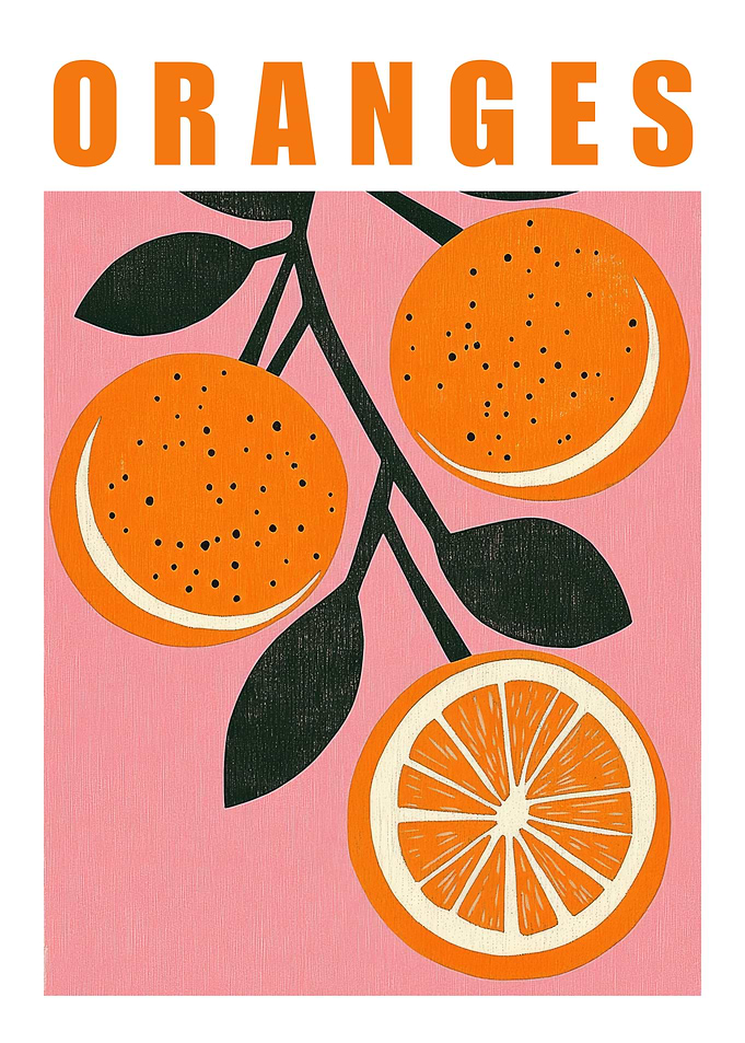 Oranges Retro Kitchen Art Print