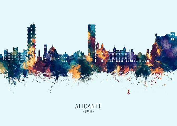 Alicante Skyline Watercolor
