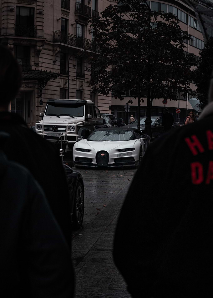 White Bugatti Chiron in City