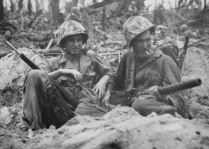 World War 2 Soldiers in Trench On Peleliu
