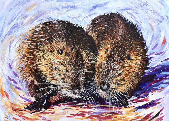 Two Coypu Together Painting
